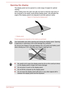 Page 26Opening the displayThe display panel can be opened to a wide range of angles for optimal
viewing.
While holding down the palm rest with one hand so that the main body of the computer is not raised, slowly lift the display panel - this will allow the
angle of the display panel to be adjusted to provide optimum clarity.
Figure 2-4 Opening the display panel1. Display panel
Product appearance depends on the model you purchased.
Use reasonable care when opening and closing the display panel. Opening
it...