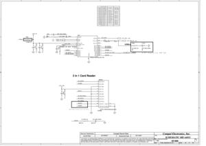 Page 23
AA
BB
CC
DD
EE
1
1
2
2
3
3
4
4
SD_DATA3SD_MS_CLK
SDCLK
SDCMD
SD_MS_DATA0
SDCLK
SDCD#
SD_DATA1
CR_LED#
RREF
+VCC_3IN1
VREG
SD_DATA2XTLI
SDWP#
SD_DATA3SDCMDSDCLKSD_MS_DATA0SD_DATA1SD_DATA2SDWP#SDCD#
USB20_N3
USB20_P3

CLK_48M_CR 
CR_LED# 
+VCC_3IN1
+3VS
+3VS_CR
Title
Size Document Number Rev
Date: Sheet
of
Security Classification
Compal Secret Data
THIS SHEET OF ENGINEERING DRAWING IS THE PROPRIETARY PROPERTY OF COMPAL \
ELECTRONICS, INC. AND CONTAINS CONFIDENTIAL
AND TRADE SECRET INFORMATION. THIS SHEET...