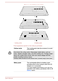 Page 40Figure 3-5 The underside of the computer1. Cooling vents2. Battery pack
Product appearance depends on the model you purchased.
Cooling ventsThe cooling vents help the processor to avoidoverheating.Do not block the cooling vents. Keep foreign metal objects, such as
screws, staples and paper clips, out of the cooling vents. Foreign metal objects can create a short circuit, which can cause damage and fire,possibly resulting in serious injury.
Carefully clean the dust on the cooling vents’ surface using a...