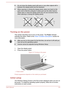 Page 23Do not close the display panel with pens or any other objects left in
between the display panel and the keyboard.
When opening or closing the display panel, place one hand on the
palm rest to hold the computer in place and use the other hand to
slowly open or close the display panel (Do not use excessive force when opening or closing the display panel).
Turning on the power
This section describes how to turn on the power. The  Power indicator
indicates the status. Refer to the  Power Condition...