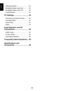 Page 44
English
Setting the Modes ...............................53
Navigating Pages using Auto ..............53
Navigating Pages using LIST ..............53
Control Buttons....................................53
PC Settings ................................54
Horizontal and Vertical Position...........54
Horizontal Width ..................................54
Clock Phase  ........................................54
Reset ...................................................54
Input Selection and AV 
Connections...