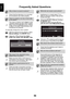 Page 5656
EnglishFrequently Asked Questions
QWhy is there no sound or picture?
ACheck that the television is on and that all connections are made properly.
QThere is a picture, but why is there little or no colour?
A
The colour is factory set to Auto to auto-matically display the best colour system.When using an external source, if there is little or no colour, improvements may sometimes be achieved.
To manually change the colour system:
With the external source playing, select Manual setting in the SETUP...