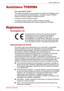 Page 66Manuel de lutilisateurFR-8
STOR.E BASICS 2.5"
Assistance TOSHIBA
Vous avez besoin d’aide ?
Pour obtenir les pilotes les plus récents, les manuels de l’utilisateur mis à 
jour et les questions les plus fréquentes, consultez la page TOSHIBA 
Options & Services Support à l’adresse suivante : 
computers.toshiba.eu/options-support
Consultez la page computers.toshiba.eu/options-warranty 
pour prendre connaissance des numéros d’appels de TOSHIBA.
Règlements
Homologation CE
Environnement de travail
Ce...