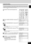 Page 241-11
1
2
3
4
5
6
7
9
10
11
128
Cassette Size Setting
PROGRAM
01.DEFAULT SETTINGS
02.LISTS
03.INITIAL SETUP
1
Press the  key to enter the program menu.
2
Select 01.DEFAULT SETTINGS and press the 
key.
Enter the paper size loaded in each paper cassette in the copier.  When the size of the paper loaded in
a cassette is changed (
Page 1-8), please reset the cassette size before making a copy. A paper jam
indication may result if the wrong paper size is selected.
3
Select 01.MACHINE DEFAULTS and press the...