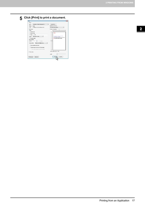 Page 192.PRINTING FROM WINDOWS
Printing from an Application    17
2 PRINTING FROM WINDOWS
5Click [Print] to print a document.
Downloaded From ManualsPrinter.com Manuals 