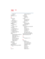 Page 2605.375 x 8.375 ver 2.4.0
260
Index
naming 142
front panel 33
function keys 32, 77
H
hard disk drive
cover 37
light 34, 62
hardware conflicts 207
resolving 209
headphone out 27, 32
headphones
connecting 181
Help 158
Windows XP 206
Hibernation
low battery 125
Hibernation command 100
enabling 106
Hibernation mode 100
methods 107, 108, 236
hiding windows 145
hot key
disabling/enabling TouchPad 238
display modes 237
display output settings 55
keyboard 238
keyboard overlays 238
power usage mode 234
Standby mode...