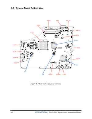 Page 185B.2  System Board Bottom View 
 
 
Figure B-2 System Board Layout (Bottom)   
 
 
 
B-2                                                      [CONFIDENTIAL]   Low Cost Los Angeles 10AL+  Maintenance Manual  