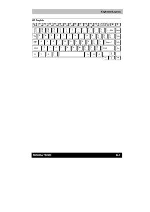 Page 156 
 
 
TE2300 Ve r s io n  1Last Saved on 21.05.2003 10:04
ENGLISH using TE2300_Onine.dot –– Printed on 27.05.2003 as  
D-7TOSHIBA TE2300 
Keyboard Layouts
US English 
  