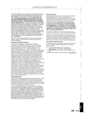 Page 111GeneralProvisionsIfandtothe extent thatanyprovision ofthis limited warranty
should generally befound tobe unenforceable, the
unenforceable provisionshallbesevered fromthewarranty
and deemed nottoform partofthe warranty. Theremaining
provisions ofthis warranty shallbeand remain validand
enforceable.
Ifand tothe extent thatanyprovision ofthis
limited warranty asitrelates toany ofthe Related Partiesis
found tobe invalid orunenforceable
inrespect ofthat party
(the Excluded Party),theExcluded...