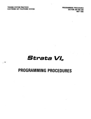 Page 45TOSHIBASYSTEM PRACTICES 
ELECTRONIC KEYTELEPHONE SYSTEM PROGBAMMING PROCEDURES 
SECTION 300-006-300 
MAY1986 
Strata V;I, 
PROGRAMMING PROCEDURES  