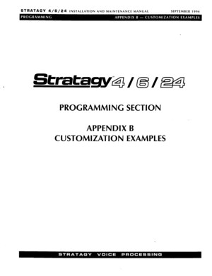 Page 207STRATAGY 4/6/24 INSTALLATION AND MAINTENANCE MANUAL 
SEPTEMBER 1994 
PROGRAMMING SECTION 
APPENDIX B 
CUSTOMIZATION EXAMPLES  