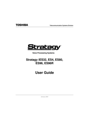 Page 1Telecommunication Systems Division
January 2003
Stratagy iES32, ES4, ES80,
ES96, ES96R
User Guide
®
Voice Processing Systems 
