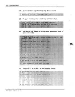 Page 208UITIf a mine is entered for question 4, the following qufstion is displayed.
II7After asking the Cdl B&king and Siie Digit Menus question the Toshiba VP
System continues 
withz
f!YQu&ns 15 - 17 are not asked if the value for question 14 is zero. 