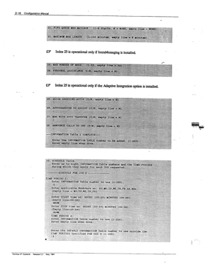 Page 552- 16 Ccmfigtmtim h&ma/ 
m 
D’ 
Index 23 is operational only if IntraM- is install& 
W Index 25 is operational only if the Adaptive Integration option is installed.  