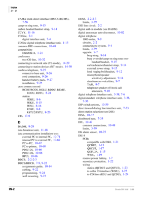 Page 758Index
CAMA trunk direct interface (RMCU/RCMS), 
