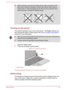 Page 24When opening or closing the display panel, place one hand on the
palm rest to hold the computer in place and use the other hand to
slowly open or close the display panel (Do not use excessive force when opening or closing the display panel).
Turning on the power
This section describes how to turn on the power - the  Power indicator will
then indicate the status. Please refer to the  Power Condition Descriptions
section for more information.
After you turn on the power for the first time, do not turn it...