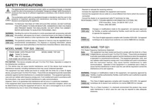 Page 2Before Using
3
2
The lightning flash with arrowhead symbol, within an equilateral triangl\
e, is intended
to alert the user to the presence of uninsulated dangerous voltage wit\
hin the products
enclosure that may be of sufficient magnitude to constitute a risk of electric shock to
persons.
The exclamation point within an equilateral triangle is intended to aler\
t the user to the
presence of important operating and maintenance (servicing) instructio\
ns in the
literature accompanying the appliance.-...