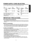 Page 99
Before Using
POWER SUPPLY CORD SELECTION
If your line voltage is 220 to 240V, use one of the following types of cable.
Plug 
conﬁ guration Plug typeLine 
voltagePlug 
conﬁ guration Plug typeLine 
voltage
EURO 220 - 240VAustralian
240V
10A220 - 240V
UK 220 - 240VSwitzerland
240V
6A220 - 240V
Use a 5A fuse which is approved by 
ASTA or BSI to BSI362.
Always replace the fuse cover after 
changing the fuse.
North American 
240V
15A220 - 240V
IMPORTANT PRECAUTIONS
Save Original Packing Materials
  The...