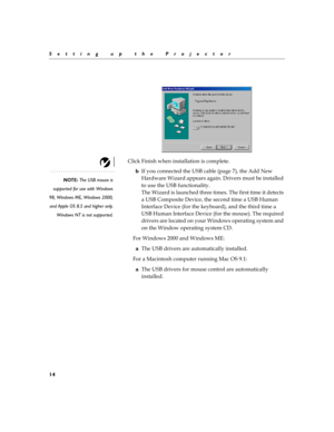 Page 2114
Setting up the Projector
$

%
		

$	
NOTE: The USB mouse is
supported for use with Windows
98, Windows ME, Windows 2000,
and Apple OS 8.5 and higher only.
Windows NT is not supported.
b+#

$$	!
	
21
$
I @J
	
!!
0%

H!%
7E!


8 
	

	!

	

	
21
#$		


7E!

$!
	
	

#	
	
	
!	$	


21
	
8 $
	
$!
	

21
H

+	#$
8 $
I#
	...