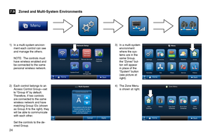 Page 2424  
Zoned and Multi-System Environments7.9
1) In a multi-system environ-ment each control can see and manage the others.  
 NOTE:  The controls must have wireless enabled and be connected to the same personal wireless network.
2) Each control belongs to an Access Control Group—set to “Group A” by default.  Therefore, if two controls are connected to the same wireless network and have matching Group IDs (shown as Group A to the right), they will be able to communicate with each other.
 Set the controls...