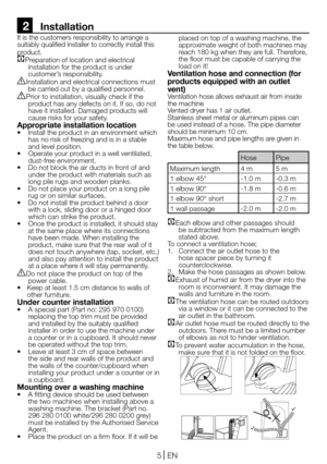 Page 55EN
2    Installation
It is the customers responsibility to arrange a suitably qualified installer to correctly install this product.CPreparation of location and electrical installation for the product is under customer’s responsibility.BInstallation and electrical connections must be carried out by a qualified personnel.APrior to installation, visually check if the product has any defects on it. If so, do not have it installed. Damaged products will cause risks for your safety.Appropriate installation...