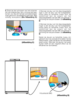 Page 412. Draai de drie schroeven van het scharnier • Wanneer de deur van het diepvriesgedeelte
9
(Afbeelding C)
(Afbeelding D)
Inbussleutel (M6)
NL
 