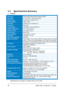 Page 34ASUS LED TV Monitor T1 Series  24 
 
3.2 Specifications Summary 
1. 22T1EH 
Panel Type White Light Emitting Diode Display (WLED) 
Panel Size 21.5” (54.87cm, 16:9) wide screen 
Viewing Area 478.2mm (H) x 269.7mm (V) 
Max Resolution 1920 x 1080 
Pixel Pitch 0.248mm (H) x 0.248mm (V) 
Luminance 250 cd/m2 
Contrast Ratio 10,000,000:1 (when ASCR on) 
Viewing Angle (H/V) 
170° / 160° (CR>10) 
Display Colours 16.7 million colours 
Colour Gamut 68% NTSC 
Synchronization 
Frequency Horizontal 30 – 82 kHz...