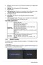 Page 101-4Chapter	1:	Product	introduction
5. DVI port.	This	 24-pin	 port	is	for	 PC	 (Personal	 Computer)	 DVI-D	digital	signal	
connection. 
6.	VGA port.	This	15-pin	port	is	for	PC	VGA	connection.	
7. Earphone jack.
8. USB upstream port.	This	 port	is	for	 connection	 with	a	USB	 upstream	 cable.	
The	cable	enables	the	USB	ports	and	card	reader	on	the	monitor.
9. Kensington lock slot.
10.	Card reader. See below for more information about the card reader 
specifications.
11. USB  downstream  ports.	These...