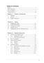 Page 3iii iiiiii iii
iii
Table of contents
Notices ................................................................................................ iv
Safety information ............................................................................... v
Care and Cleaning ............................................................................... vi
Package contents ............................................................................. viii
Chapter 1: Chapter 1:Chapter 1: Chapter 1:
Chapter 1:
Product...