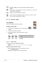 Page 343-10 3-103-10 3-10
3-10
Chapter 3: General Instruction Chapter 3: General InstructionChapter 3: General Instruction Chapter 3: General Instruction
Chapter 3: General Instruction
Switch mode Switch modeSwitch mode Switch mode
Switch mode- click to switch between playback/capture
modes.
Save as Save asSave as Save as
Save as- save thumbnails to a folder. Email EmailEmail Email
Email- open a new mail, add the image or video file you would like
to send as an attachment.
Trash TrashTrash Trash
Trash- click...