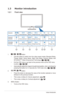 Page 81-2Chapter 1: Product introduction
1.3 Monitor introduction
1.3.1 Front view
VE228H
VE228T/
VE228S
VE228N/
VE228D
1
S/A Volume/Down Menu Brightness/Up Input Select Power Key
S Volume/Down Menu Brightness/Up A Power Key
S
Contrast/Down Menu Brightness/Up
APower Key
264351
1. ,		,	 Button:
•	 Use
	
this

	
hotkey
 	
to
 	
switch
 	
from
 	
five
 	
video
 	
preset
 	
modes
 	
(
 Standard 	
Mode,
 	
T

heater
	M

ode,
	G
 ame
	M
 ode,
	N
 ight
	Vi
 ew
	M
 ode,
	S
 cenery
	M
 ode)
	w
 ith 	
SPLENDID™

	 Video...