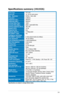 Page 21
3-5ASUS VK192 Series LCD Monitor 

Panel TypeTFT LCD
Panel size19" (16:10) wide screen
Max.  ResolutionWXGA+ 1440 x 900
Pixel pitch0.285mm
Brightness (Typ.)260cd/m2
Brightness (Max.)350cd/m2
Contrast Ratio (Typ.)1000:1
Contrast Ratio (Max.)4000:1 (with ASCR ON)
Viewing angle(H/V) CR>10160˚/160˚
Display colors16.7M
Response time5ms
Webcam (Built-in)1.3 Mega pixel
SPLENDID™ Video Intelligence TechnologyYes
SPLENDID™ selection5 video preset modes (by hotkey)
Auto adjustmentYes (by hotkey)
Color...