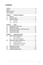 Page 3
iii

Contents
Contents ........................................................................\
..............................iii
Notices ........................................................................\
.................................iv
Safety information  ........................................................................\
..............vi
Care & Cleaning  ........................................................................\
................vii
Chapter 1:  Product introduction
1.1...