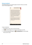 Page 68
MeMO Pad E-Manual

Placing a bookmark
The bookmark allows you to mark the pages of a book so that you can easily return to the last page you read. 
To place a bookmark:
1. Tap anywhere on the screen to show the tool bar.
2.  Tap 
File ManagerSettingsPlay Store
GalleryPolaris OfficeMyLibrary LiteCameraPlay MusicMaps
Email
GmailSuperNoteMyNet
MyCloudApp Lockerasus@vibeApp BackupSuperNote LiteAudioWizardASUS Studio
MyPainterBuddyBuzzMyLibraryPeoplePhone
 to mark the page. You can mark as many...