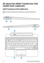 Page 76
ASUS Transformer Pad Manual76

All about the ASUS Transformer Pad 
mobile dock (optional)
ASUS Transformer Pad mobile dock
34
12
HomePgDp
PgUp
End
Enter
Backspace
Tab
Caps Lock
ShiftShift
CtrlCtrlAltFn
Fn
5
76
The ASUS Transformer Pad mobile dock is purchased separately. 
