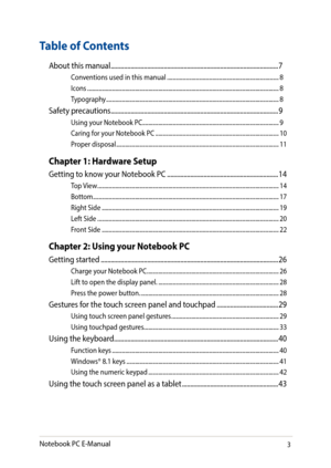 Page 33
Table of Contents
About this manual ........................................................................\н.............................7
Conventions used in this manual ........................................................................\н.....8Icons ........................................................................\н............................................................8Typography...