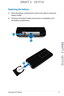 Page 19
LED projector E-Manual1

DRAFT 2   12/17/12
DRAFT 2   12/17/12DRAFT 2   12/17/12
DRAFT 2   12/17/12

Replacing the battery
A. Move the battery compartment’s latch to the right to unlock the 
battery holder.
B.  Pull down the battery holder and remove it completely out of 
the battery compartment. 