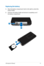 Page 21
LED projector E-Manual1

Replacing the battery
A. Move the battery compartment’s latch to the right to unlock the 
battery holder.
B.  Pull down the battery holder and remove it completely out of 
the battery compartment. 