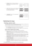 Page 3732
4.Panorama: Scales a 4:3 image vertically and 
horizontally in a non-linear manner so that it 
fills the screen.
5.2.35:1: Scales an image so that it is displayed in 
the center of the screen with a 2.35:1 aspect 
ratio without aspect alteration.
6.Anamorphic: Scales a 2.35:1 aspect image so 
that it fills the screen.
Optimizing the image
Selecting a picture mode
The projector is preset with several predefined picture modes so that you can choose one to 
suit your operating environment and input...