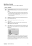Page 13ViewSonicVA2012w/VA2012wb 10
Main Menu Controls
Adjust the menu items shown below by using the upSand downTbuttons.
Control Explanation
Auto Image Adjust automatically sizes, centers, and fine tunes the video signal 
to eliminate waviness and distortion. Press the [2] button to obtain a sharper 
image.
NOTE:
1.Auto Image Adjust works with most common video cards. If this function 
does not work on your LCD display, then lower the video refresh rate to 60 
Hz and set the resolution to its pre-set value....