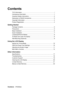 Page 2ViewSonicVP2250wb
Contents
TCO Information .......................................................................................... i
Compliance Information.............................................................................. 1
Important Safety Instructions ...................................................................... 2
Declaration of RoHS Compliance ............................................................... 3
Copyright Information...