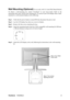 Page 10ViewSonicVX2258wm 8
Wall Mounting (Optional) For use only with UL Listed Wall Mount Bracket
To obtain a wall-mounting kit, contact ViewSonic
® or your local dealer. Refer to the
instructions that come with the base mounting kit. To convert your LCD display from a desk-
mounted to a wall-mounted display, do the following:
Step 1.Verify that the power button is turned Off, then disconnect the power cord.
Step 2.Lay the LCD display face down on a towel or blanket.
Step 3.Remove the four screws attaching the...