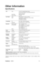 Page 16ViewSonicVX910 14
Other Information
Specifications
1 Macintosh computers older than G3 require a ViewSonic® Macintosh adapter. To order an adapter, contact
ViewSonic.LCDTy p e
Color Filter
Glass Surface19” (full 19 viewable diagonal area),
TFT (Thin Film Transistor), Active Matrix SXGA LCD,
0.294 mm pixel pitch
RGB vertical stripe
Anti-Glare
Input SignalVideo
SyncRGB analog (0.7/1.0 Vp-p, 75 ohms)
Composite Sync, Separate Sync, Sync on Green
TMDS Digital (100ohms)
f
h:30-82 kHz, fv:50-85 Hz...