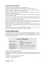 Page 5ViewSonicVX924 3
Copyright Information
Copyright © ViewSonic® Corporation, 2005. All rights reserved.
Macintosh and Power Macintosh are registered trademarks of Apple Computer, Inc.
Microsoft, Windows, Windows NT, and the Windows logo are registered trademarks of
Microsoft Corporation in the United States and other countries.
ViewSonic, the three birds logo, OnView, ViewMatch, and ViewMeter are registered
trademarks of ViewSonic Corporation.
VESA is a registered trademark of the Video Electronics...