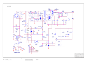 Page 49
  46
 
ViewSonic Corporation   
Confidential - Do Not Copy    
VX2235wm-4 
Model
TitleDate Rev:ViewSonic Corporation
POWER
 
8.9. POWER
24V5V
5V
GND
GND
5 V
Brightness
ON_OFF
24V
+
C805 120uF/400V
R851
1.21K 1%
R809
10K
R842
1K
D806
UF4007
R808
100K/1%
R838
470R
+
C823
470uF/35V
R803
910K
R821
22 1/2W
+
C822
470uF/35V
R811
0.47R/ 2WS
R822
 47 2WS
L803
jumper
R828
62K 1%
D821
GMR10H200C
1
3
2
C828 NC
R832
470R
C820
1000PF/1KV
C804
0.1uF
+
C8241000UF/10V
Q801
FQPF7N65C1
23T801 DS-33193125
9768
R854
100
+...