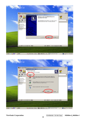 Page 35
ViewSonic Corporation Confidential - Do Not Copy    VG930m-3_VA930m-1 
 32 
 
 
  
