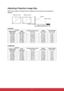 Page 29 22
Adjusting Projection Image Size
Refer to the graphic and table below to determine the screen size and projection 
distance.
PJD8333s
PJD8633ws
Screen
Distance from screen
[inch (m)]Height
[inch (cm)]Vertical Offset
[inch (cm)] Diagonal Size
[inch (cm)]Width
[inch (cm)]
60 (152) 48 (122) 22 (0.57) 36 (91) 5 (14)
70 (178) 56 (142) 26 (0.67) 42 (107) 6 (16)
90 (229) 72 (183) 34 (0.86) 54 (137) 8 (21)
100 (254) 80 (203) 37 (0.95) 60 (152) 9 (23)
120 (305) 96 (244) 45 (1.14) 72 (183) 11 (27)
150 (381) 120...