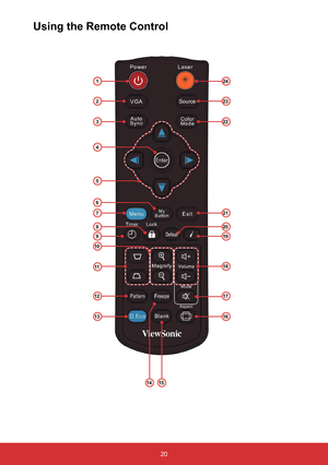 Page 2120
Using the Remote Control
1
2
3
4
5
7
6
9
12
13
1415
22
23
17
16
21
24
8
10
19
20
1118  