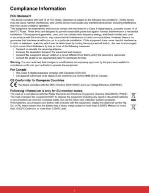 Page 2ViewSonic                                             PJL6223/PJL6233i
i
FCC Statement
This device complies with part 15 of FCC Rules. Operation is subject to the following two conditions: (1) this device 
may not cause harmful interference, and (2) this device must accept any interference received, including interference 
that may cause undesired operation.
This equipment has been tested and found to comply with the limits for a Class B digital device, pursuant to part 15 of 
the FCC Rules. These limits...