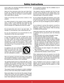 Page 115
Safety Instructions
All the safety and operating instructions should be read 
before the product is operated.
Read all of the instructions given here and retain them 
for later use. Unplug this projector from AC power supply 
before cleaning. Do not use liquid or aerosol cleaners. 
Use a damp cloth for cleaning.
Follow all warnings and instructions marked on the 
projector.
For added protection to the projector during a lightning 
storm, or when it is left unattended and unused for long 
periods of...